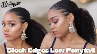 😆How To Do A Low Ponytail and Sleek Edges w HerGivenHair Clip Ins Super Quick amp Easy😍 [upl. by Tanitansy]