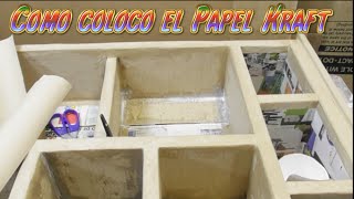 Como coloco el papel Kraft como forrar un mueble de carton DIY [upl. by Oicneconi]