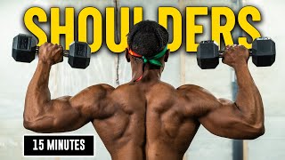 15 Minute Dumbbell Shoulders Workout  Burn amp Build 4 [upl. by Llerihs]