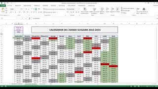 Planning  Calendrier Excel 2021 et plus Automatique avec fériés et vacances scolaire [upl. by Onnem299]