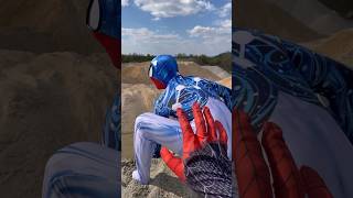 SpiderMan amp Blue Venom STUNTS in Real Life  Funny Moments Compilation 2 shorts [upl. by Althee494]