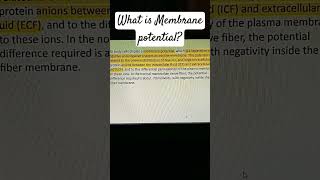 What is membrane potential physiology biology zoology shorts shortvideo [upl. by Audie]