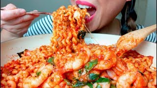 ASMR Cheesiest Shrimp Fusilli Bucatini Pasta Noodles 🍝🦐🧀 No Talking suellASMR [upl. by Varian492]