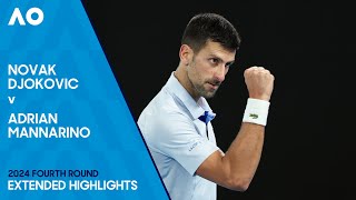 Novak Djokovic v Adrian Mannarino Extended Highlights  Australian Open 2024 Fourth Round [upl. by Ayitahs]