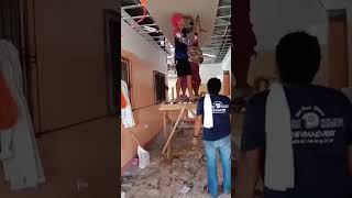 Garage hardiflex ceiling installation house in the Philippines [upl. by Hanshaw938]