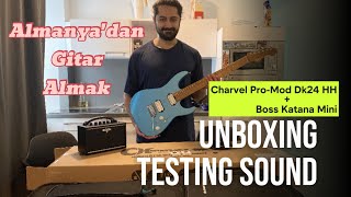 Unboxing  Testing Charvel ProMod DK24 HH  Boss Katana Mini Amp Thomann [upl. by Eadmund]