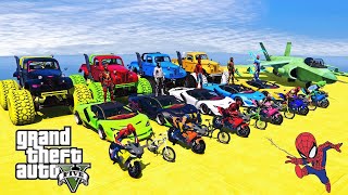 GTA V Epic New Stunt Race For Car Racing Challenge by Trevor and Shark spiderman [upl. by Esorlatsyrc757]