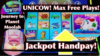 Unicow Captured Max Free Plays Won Jackpot Handpay on Journey to Planet Moolah [upl. by Yaresed604]