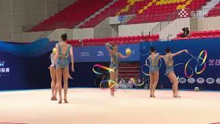 Shanxi Senior Q 3 Ribbons  2 Balls 2024 China Rhythmic Gymnastics National Championships [upl. by Holle304]