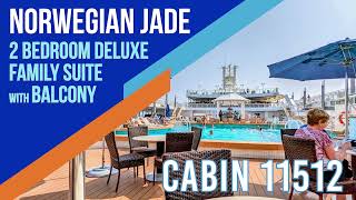 NCL Jade 2 Bedroom Deluxe Family Suite w Balcony Cabin Tour 11512 [upl. by Adeehsar]