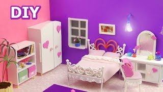 DIY Miniature Dollhouse Bedroom with furniture [upl. by Lamag]