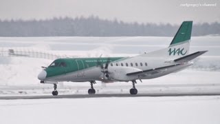 旭川空港 Hokkaido Air System HAC Saab340B JA01HC 2012129 [upl. by Anileda801]