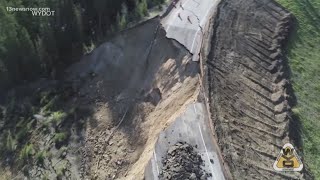 Large chunk of Teton Pass road collapses in Wyoming [upl. by Becker]