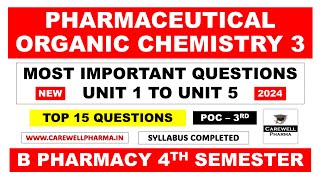 pharmaceutical organic chemistry 4th semester important questions  Carewell Pharma [upl. by Anelrihs]