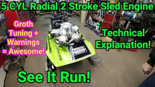 5 Cylinder Radial Two Stroke Snowmobile Engine Runs Vintage Race Snowmobile [upl. by Egduj]