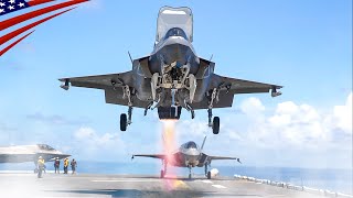 F35B Fighter Jets in Crazy Action Aboard the Latest quotLightning Carrierquot [upl. by Jerald887]