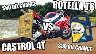 Rotella T6 vs Castrol 4T Oil Comparison  S1000RR [upl. by Isoj]