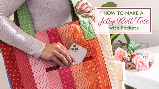 How to Make a Jelly Roll Tote with Pockets  a Shabby Fabrics Tutorial [upl. by Iahk207]