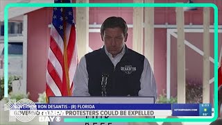 Gov Ron DeSantis warns protesters at Florida schools could be expelled [upl. by Ynavoj]