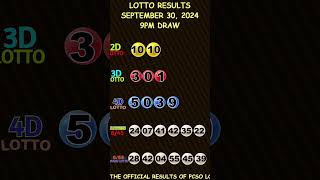 Lotto Result Today 900 pm draw September 30 2024 shorts [upl. by Iznyl281]