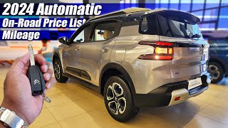 Citroen C3 Aircross 2024 Automatic On Road Price List Mileage Features [upl. by Aicre]