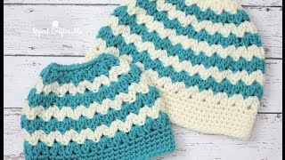 Crochet Pattern Mommy amp Me Messy Bun Hat [upl. by Modesta]