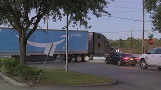 Residents frustrated after they say Amazon big rigs are clogging up their neighborhood streets [upl. by Enajyram]