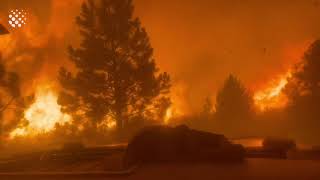 Dramatic heartracing footage as firefighters escape incineration during California wildfire [upl. by Clite]