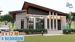 HOUSE DESIGN IDEA  9 X 12 Meters with 4 Bedroom  Simple Life [upl. by Bigford540]