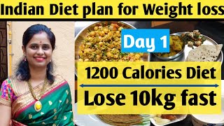 Indian diet plan for weight loss  Full day diet plan Weight loss diet plan 1200 calorie meal plan [upl. by Yatnoj]