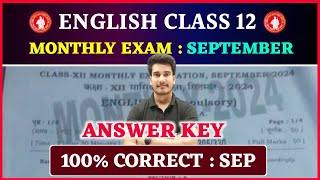 12th English Answer Key  English Class 12 Monthly Exam 2024 September Bihar Board  Education Baba [upl. by Neyr]