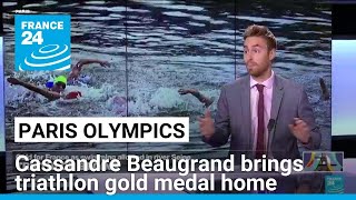 Paris Olympics Triathlon champion Cassandre Beaugrand brings gold medal home • FRANCE 24 [upl. by Kape]