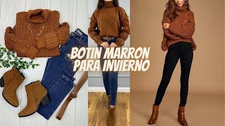 MODA INVERNAL CON BOTIN MARRON TENDENCIA ✨WINTER FASHION WITH BROWN BOOT LOOKS 👓 [upl. by Lorie568]