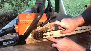 HOW TO PUT ON A CHAIN SAW CHAIN THE RIGHT WAY [upl. by Senilec]