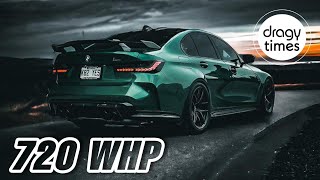 720 WHP BMW M3C G80 XDrive Stage 2  STOCK ENGINE  14 Mile in 949 seconds with 231 kmh143 mph [upl. by Nilac]