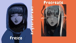 Fresco VS Procreate Timelapse  KrysaraDraws [upl. by Annahael913]