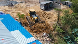 Incredible Dozer New Activities In Big Project Shantui Pushing And Dump Truck Unloading [upl. by Niuqram]