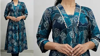 New Trendy Front Pleated V Collar Neck Kurti Cutting and stitching  kurti Design [upl. by Drhacir30]