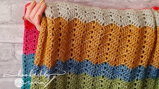 Crochet Peephole Chevron Stitch EASY ONE ROW REPEAT 🧶 [upl. by Idnal]