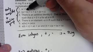 Abstract Algebra 121 Definition of a Ring [upl. by Yemrej178]