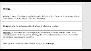 AxiologyPart 3 Branches of Philosophy Educational Studies [upl. by Anrat]