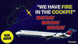 Fire in the cockpit MAYDAY MAYDAY MAYDAY Immediate return to Toronto Airport Real ATC [upl. by Frasco]