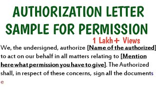 Sample Letter of Authorization Giving Permission  Authority Letter [upl. by Culhert]