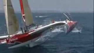 Wakeboarding behind Yvan Bourgnon 60 feet Trimaran  №2 [upl. by Annohsed]