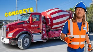 Concrete Trucks with Handyman Hal  Concrete Mixer Trucks for Kids [upl. by Nylyram290]