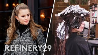 I Got a Selena GomezInspired Blonde Balayage Transformation  Hair Me Out  Refinery29 [upl. by Sldney]