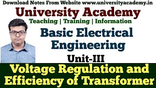 FEE39 Voltage Regulation and Efficiency of Transformer  Regulation and Efficiency [upl. by Riana975]