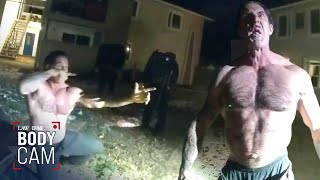 Bodycam Shows Tough Guy Trying to Fight 5 Police Officers ‘Roided Out’ [upl. by Einnus480]