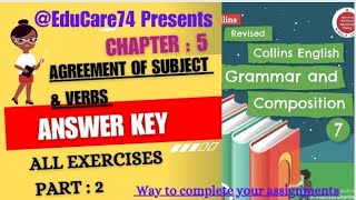 7th Chapter 5 Agreement of Subject amp Verb answer key Collins English Grammar amp Composition Class 7th [upl. by Marie]