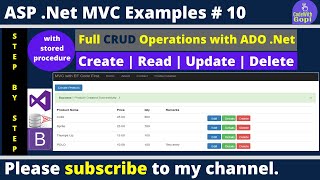 Asp Net MVC Full CRUD Operation Using ADO Net SQL Stored Procedures  Create Read Update Delete [upl. by Nani289]